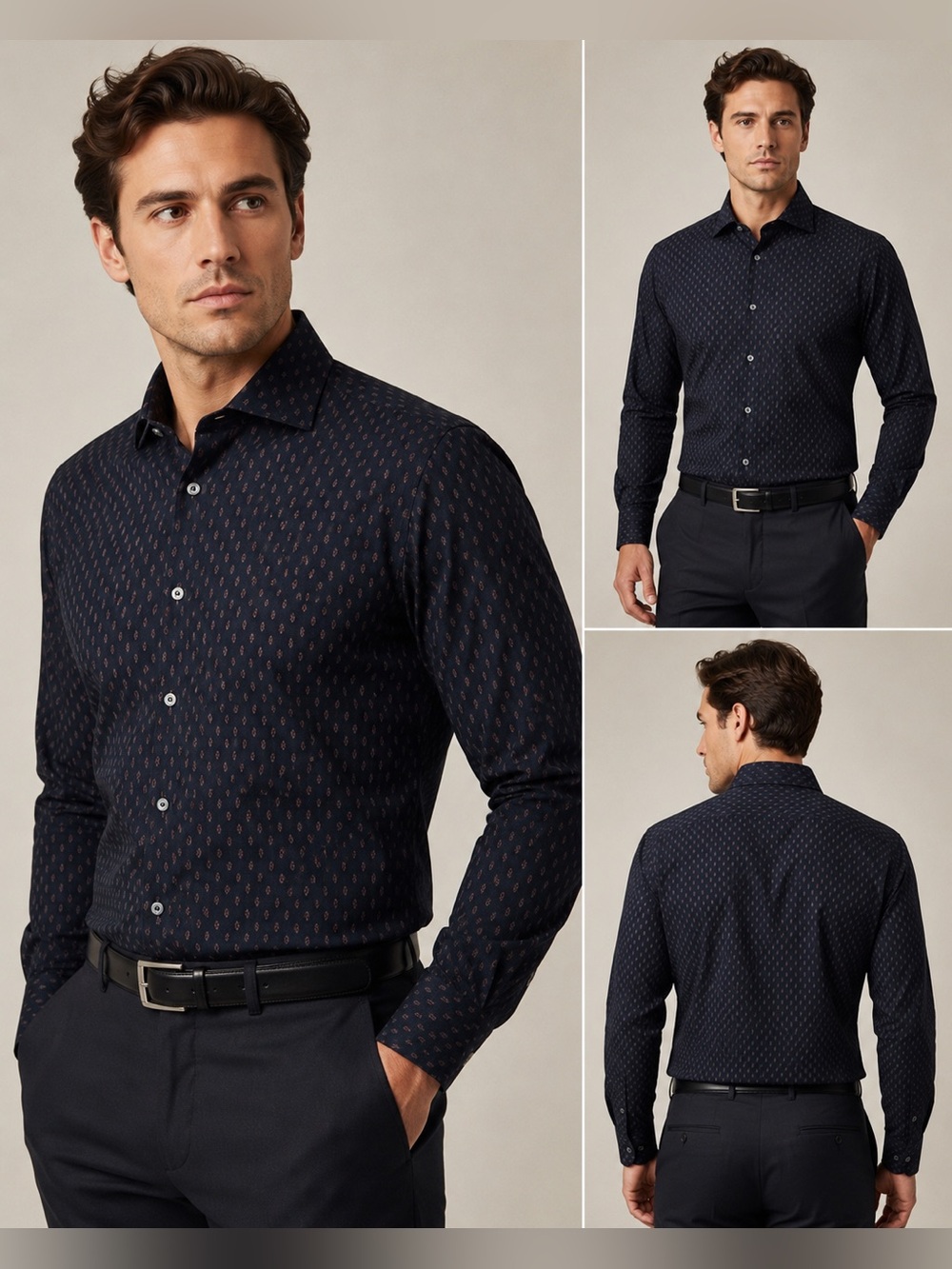 Stefano Ricci for Cuzzens 100% Silk Made in Italy Geometric Print Dress Shirt